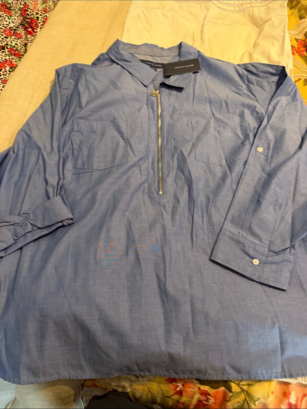 Tommy Hilfiger Light Blue Half-Zip Shirt Jacket